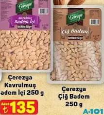 ÇEREZYA ÇİĞ BADEM 250 G ÇEREZYA ÇİĞ BADEM 250 G